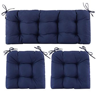 Wicker Chair Cushions 3 pc Waterproof Patio Furniture Tufted Outdoor Loveseat U Shaped 44x19x5