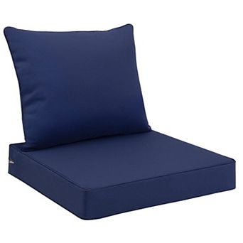 Outdoor Seat Cushion Set Waterproof Fade Resistant Patio Furniture Removable Cover Deep Tie Straps