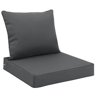 Outdoor Seat Cushion Set Waterproof Fade Resistant Patio Furniture Removable Cover Deep Tie Straps