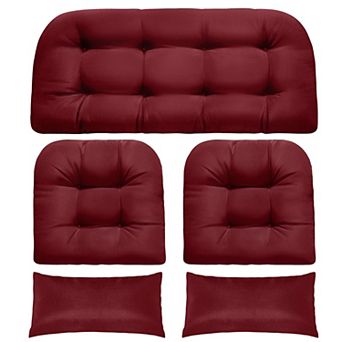 Wicker Chair Cushions Memory Foam Set Of 5 Water Repellent Indoor Outdoor Patio U Shape Support