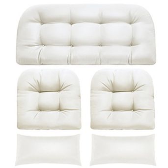 Wicker Chair Cushions Memory Foam Set Of 5 Water Repellent Indoor Outdoor Patio U Shape Support
