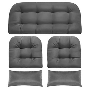 Wicker Chair Cushions Memory Foam Set Of 5 Water Repellent Indoor Outdoor Patio U Shape Support