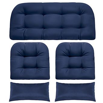 Wicker Chair Cushions Memory Foam Set Of 5 Water Repellent Indoor Outdoor Patio U Shape Support