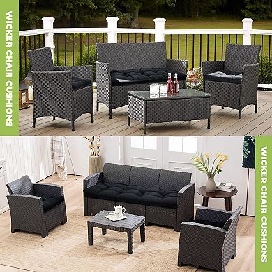 Wicker Chair Cushions Waterproof Outdoor 3 Pieces