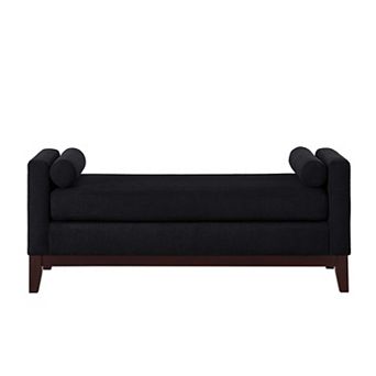 Large Upholstered Boucle Fabric Ottoman with Pillows Comfort Padded Window Bench