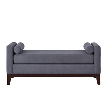 Large Upholstered Boucle Fabric Ottoman with Pillows Comfort Padded Window Bench