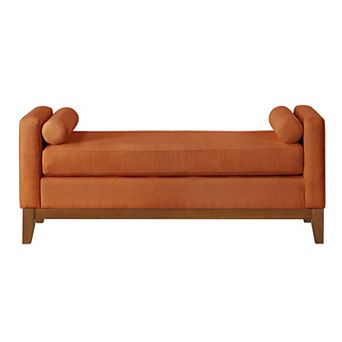 Large Upholstered Boucle Fabric Ottoman with Pillows Comfort Padded Window Bench