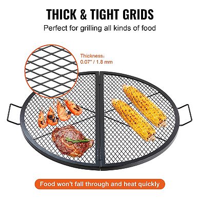 36" Foldable Fire Pit Grill Grate Heavy Duty Steel