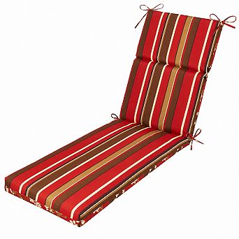 Reversible Floral Stripe Indoor Outdoor Split Chaise Cushion Weather Fade Resistant Plush Fiber Fill