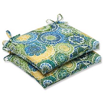 Outdoor Indoor Square Corner Seat Cushions 2 Pack Weather/Fade Resistant Polyester Fill Attached