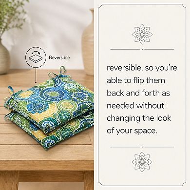 Outdoor Indoor Square Corner Seat Cushions 2 Pack Weather/Fade Resistant Polyester Fill Attached