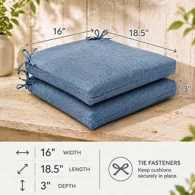 Outdoor Indoor Square Corner Seat Cushions 2 Pack Weather/Fade Resistant Polyester Fill Attached