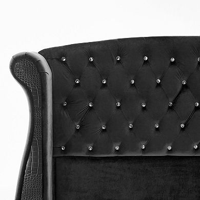 Hailey Elegant Wingback Button-Tufted Platform Bed by Christopher Knight Home