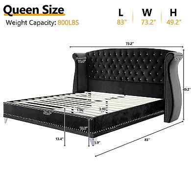 Hailey Elegant Wingback Button-Tufted Platform Bed by Christopher Knight Home