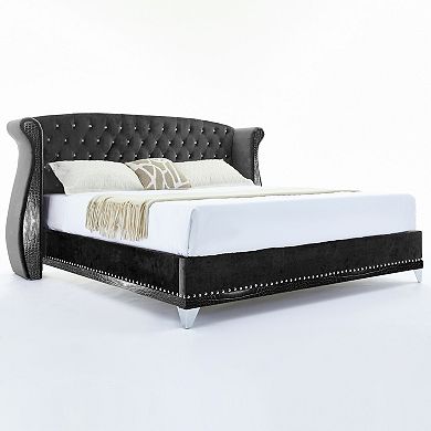Hailey Elegant Wingback Button-Tufted Platform Bed by Christopher Knight Home