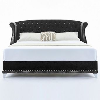 Hailey Elegant Wingback Button-Tufted Platform Bed by Christopher Knight Home