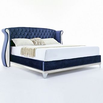 Hailey Elegant Wingback Button-Tufted Platform Bed by Christopher Knight Home