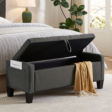 Storage Ottoman Bench with Safety Hinge 350 lbs Weight Upholstered Entryway Bench with Seating