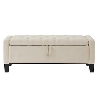 Storage Ottoman Bench with Safety Hinge 350 lbs Weight Upholstered Entryway Bench with Seating