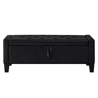 Storage Ottoman Bench with Safety Hinge 350 lbs Weight Upholstered Entryway Bench with Seating
