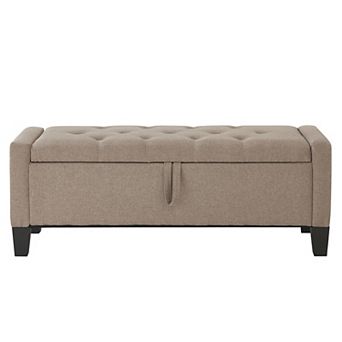 Storage Ottoman Bench with Safety Hinge 350 lbs Weight Upholstered Entryway Bench with Seating