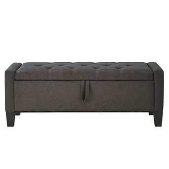 Storage Ottoman Bench with Safety Hinge 350 lbs Weight Upholstered Entryway Bench with Seating