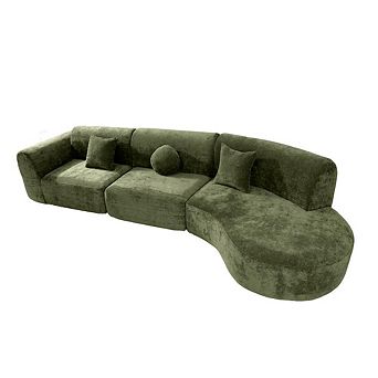 Buker 3 pc Curved Upholstered Sectional Sofa Set by Christopher Knight Home