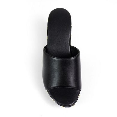 Ibiza-4 Studded Platform Clog Mule Block Heel Sandals