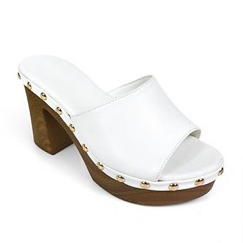 Ibiza-4 Studded Platform Clog Mule Block Heel Sandals