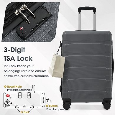 Hardshell ABS Checked Luggage Durable Expandable Travel Suitcase with Spinner Wheels TSA Lock