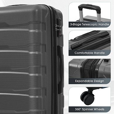 Hardshell ABS Checked Luggage Durable Expandable Travel Suitcase with Spinner Wheels TSA Lock