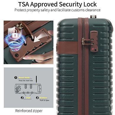 20" Carry-on Luggage Sets 3 PCS Lightweight Hardshell ABS Suitcases with Wheels Airline Approved