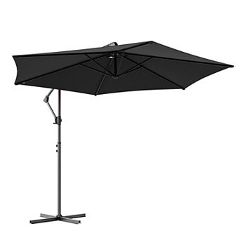 Sonkuki 10FT Outdoor Patio Hanging Offset Cantilever Umbrella, Cantilever Umbrella with Cross Base