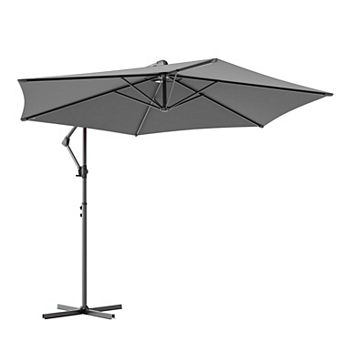 Sonkuki 10FT Outdoor Patio Hanging Offset Cantilever Umbrella, Cantilever Umbrella with Cross Base
