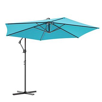 Sonkuki 10FT Outdoor Patio Hanging Offset Cantilever Umbrella, Cantilever Umbrella with Cross Base