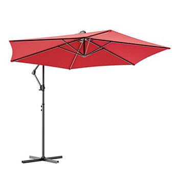 Sonkuki 10FT Outdoor Patio Hanging Offset Cantilever Umbrella, Cantilever Umbrella with Cross Base