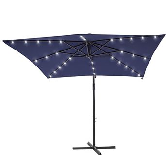 Sonkuki 8.2×8.2FT LED Outdoor Patio Umbrella, Square Canopy Offset Umbrella for Gardens, Lawns