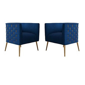 SEYNAR Mid-Century Modern Velvet Accent Chair, Gold Finish Barrel Chair for Living Room