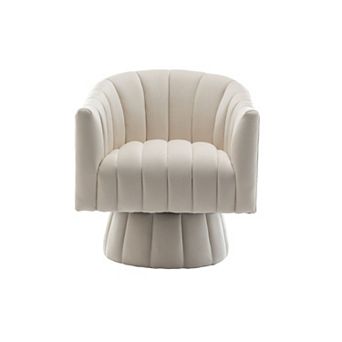 SEYNAR Modern Glam Velvet Upholstered Round Swivel Accent Arm Barrel Chair for Living Room