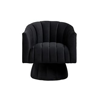 SEYNAR Modern Glam Velvet Upholstered Round Swivel Accent Arm Barrel Chair for Living Room