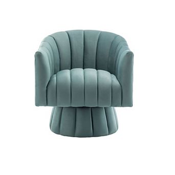 SEYNAR Modern Glam Velvet Upholstered Round Swivel Accent Arm Barrel Chair for Living Room