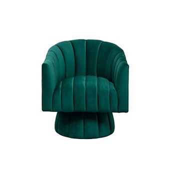 SEYNAR Modern Glam Velvet Upholstered Round Swivel Accent Arm Barrel Chair for Living Room