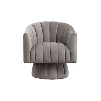SEYNAR Modern Glam Velvet Upholstered Round Swivel Accent Arm Barrel Chair for Living Room