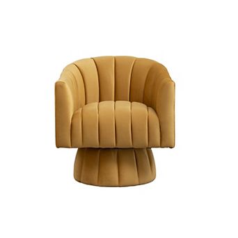 SEYNAR Modern Glam Velvet Upholstered Round Swivel Accent Arm Barrel Chair for Living Room