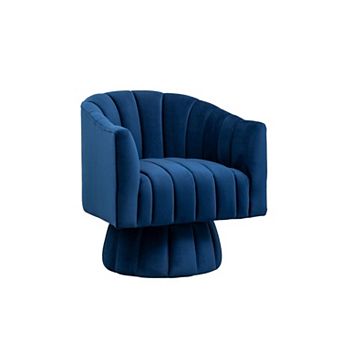 SEYNAR Modern Glam Velvet Upholstered Round Swivel Accent Arm Barrel Chair for Living Room
