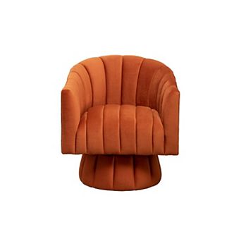 SEYNAR Modern Glam Velvet Upholstered Round Swivel Accent Arm Barrel Chair for Living Room