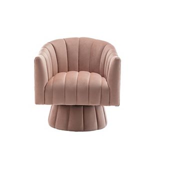 SEYNAR Modern Glam Velvet Upholstered Round Swivel Accent Arm Barrel Chair for Living Room