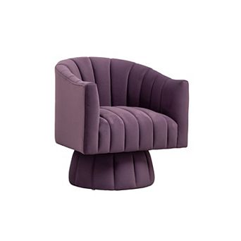 SEYNAR Modern Glam Velvet Upholstered Round Swivel Accent Arm Barrel Chair for Living Room