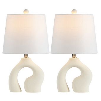 Tula 19" Scandinavian Minimalist Ceramic Arch LED Table Lamp (Set of 2)