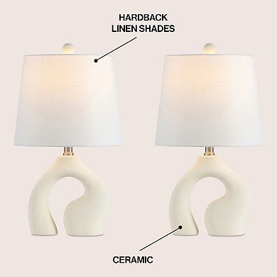 Tula 19" Scandinavian Minimalist Ceramic Arch LED Table Lamp (Set of 2)